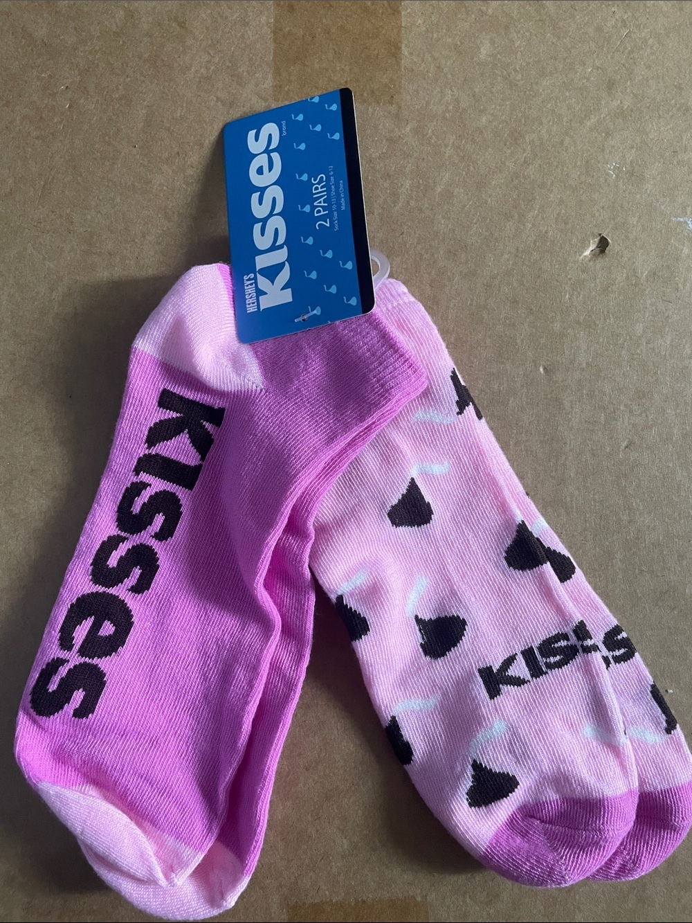 Kiss Pink Ankle Socks with Black Heart Accents - 2 Pack ⭐️ 2 for $11⭐️